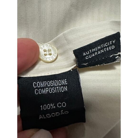 Versace cream damask stripe short sleeve button down size L - Picture 6 of 9